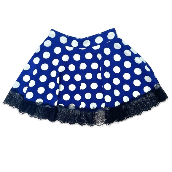 Coquette Retro Polka Dot Skater Skirt Lace Trim Cute Sexy Date Night S/M - Picture 9 of 16